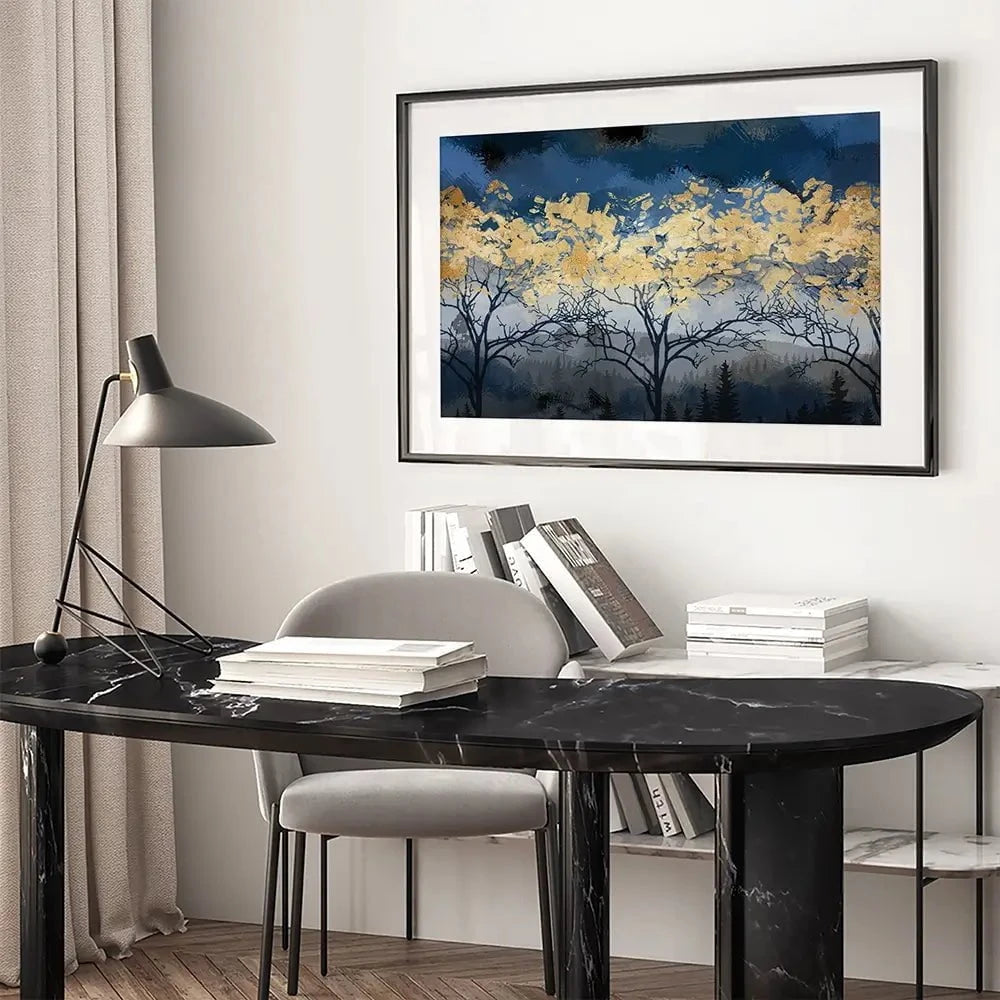 Golden Trees Framed Art Print Golden Trees Framed Art Print wall art product FLOWER 3D / Shutterstock