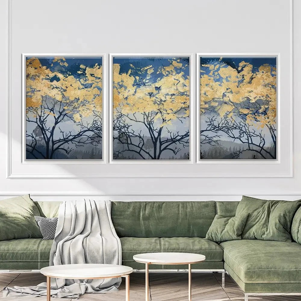 Golden Trees Trio Canvas Print Golden Trees Trio Canvas Print wall art product FLOWER 3D / Shutterstock