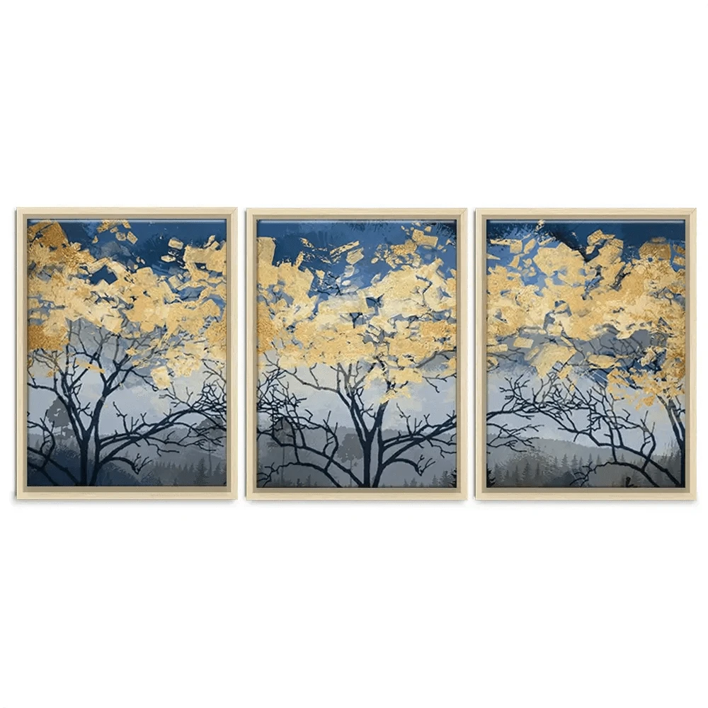 Golden Trees Trio Canvas Print Golden Trees Trio Canvas Print wall art product FLOWER 3D / Shutterstock