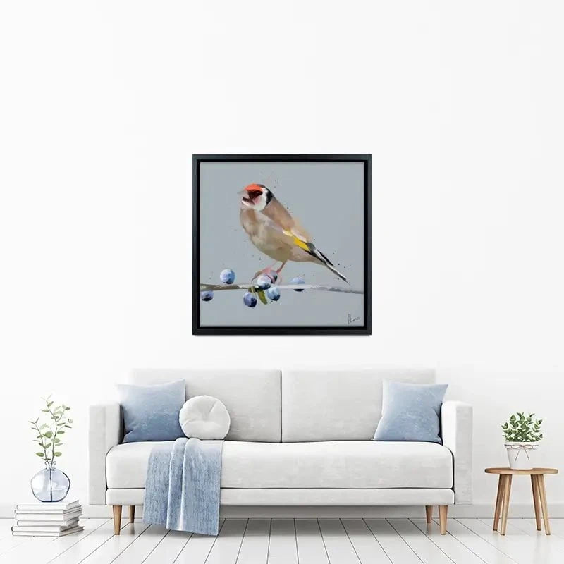 Goldfinch And Berries Canvas Print Goldfinch And Berries Canvas Print wall art product Aimee Linzi