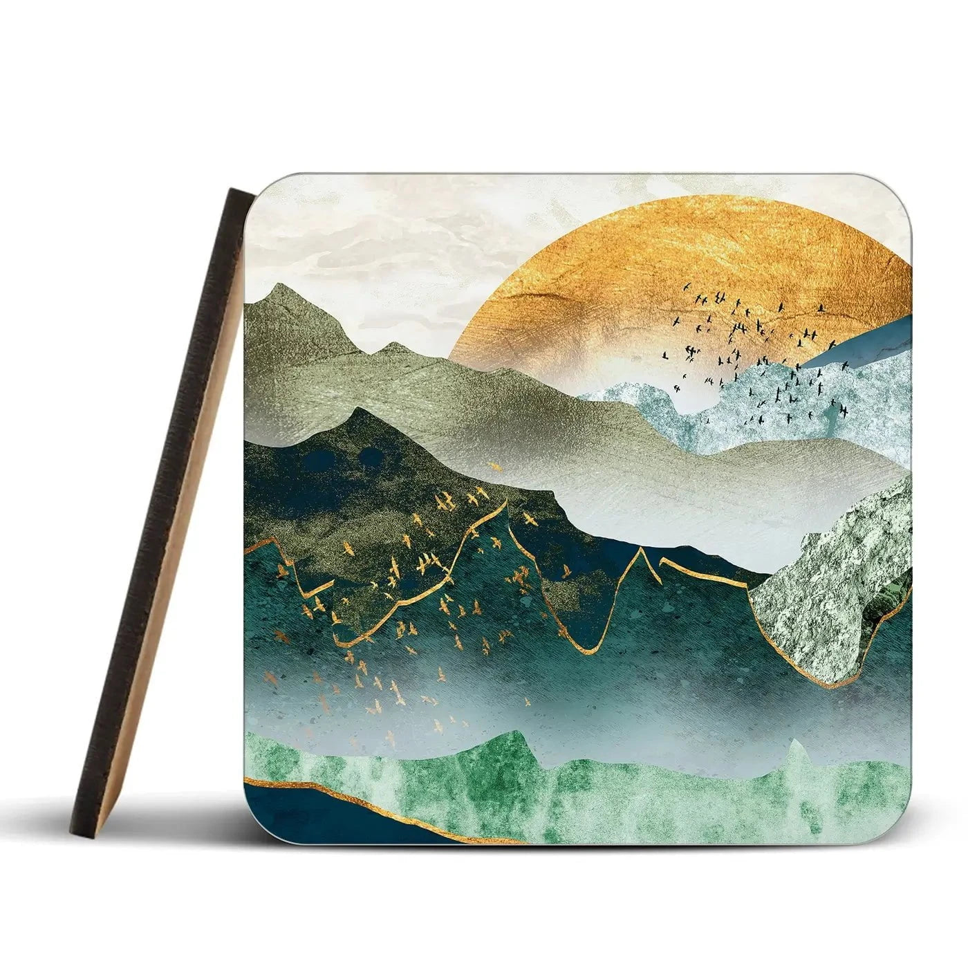 Green Golden Mountains By Sunset Coaster Set Green Golden Mountains By Sunset Coaster Set wall art product Cesar_Torres / Shutterstock