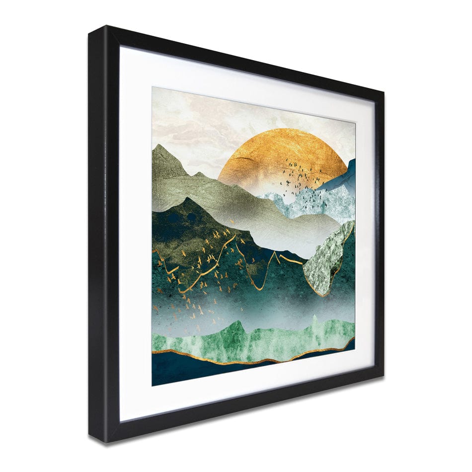 Green Golden Mountains By Sunset Square Framed Art Print wall art product Cesar_Torres / Shutterstock