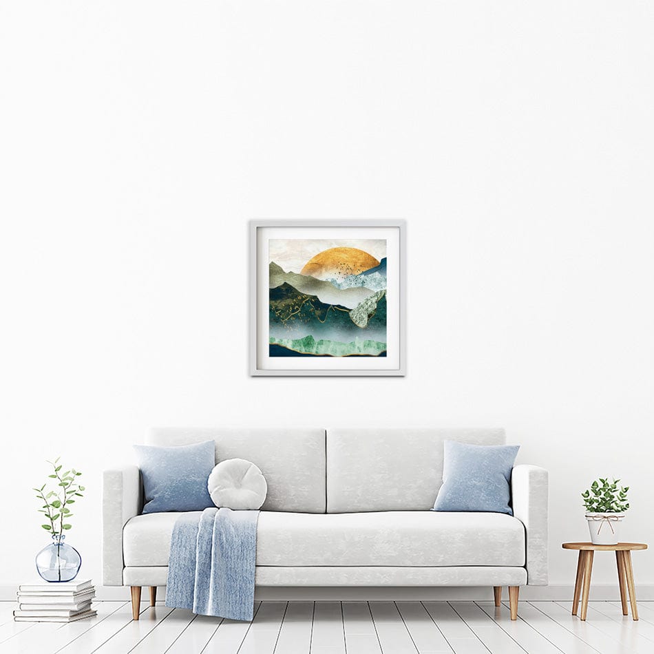 Green Golden Mountains By Sunset Square Framed Art Print wall art product Cesar_Torres / Shutterstock
