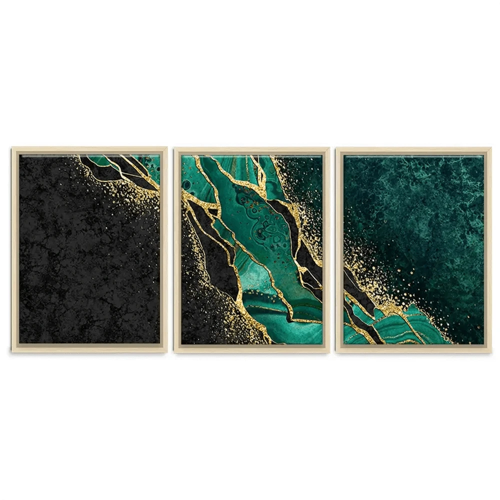 Green Malachite Marble Trio Canvas Print Green Malachite Marble Trio Canvas Print wall art product wacomka / Shutterstock