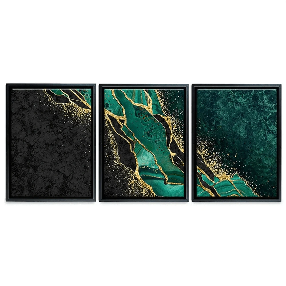 Green Malachite Marble Trio Canvas Print Green Malachite Marble Trio Canvas Print wall art product wacomka / Shutterstock