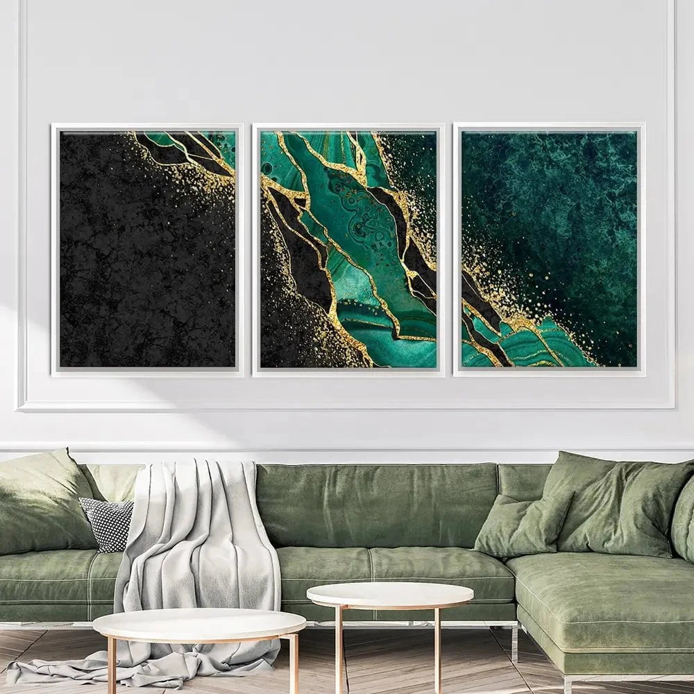 Green Malachite Marble Trio Canvas Print Green Malachite Marble Trio Canvas Print wall art product wacomka / Shutterstock