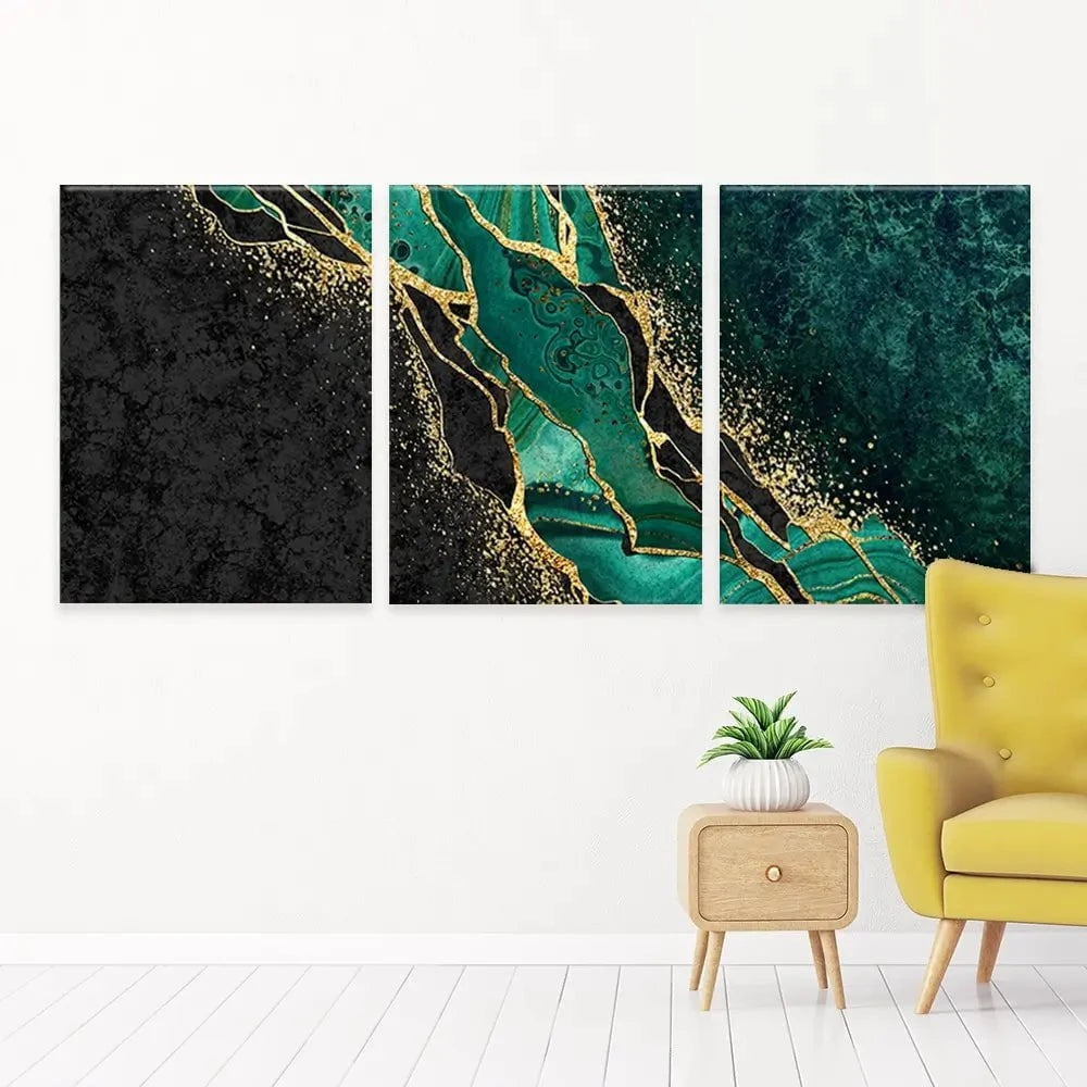 Green Malachite Marble Trio Canvas Print Green Malachite Marble Trio Canvas Print wall art product wacomka / Shutterstock