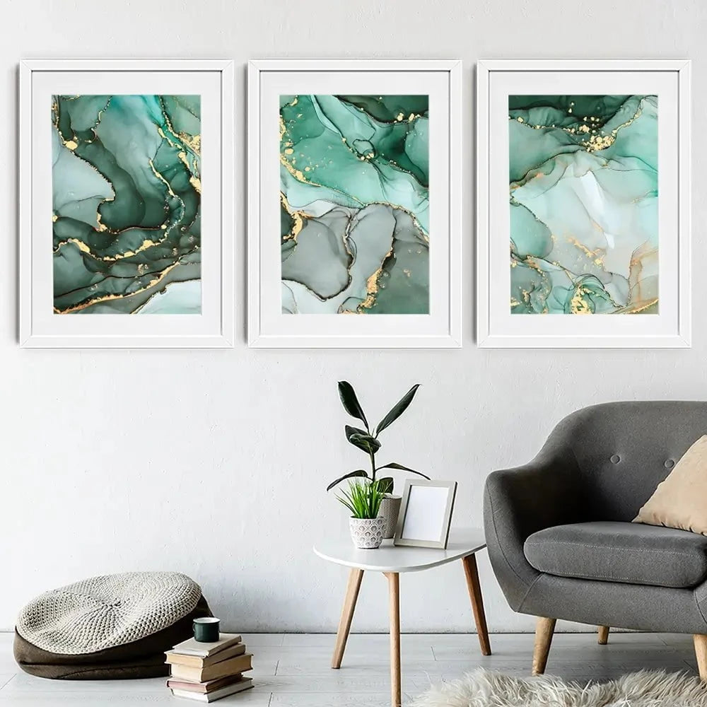 Green Marble Tones Framed Art Print Trio Green Marble Tones Framed Art Print Trio wall art product djero.adlibeshe yahoo.com / Shutterstock