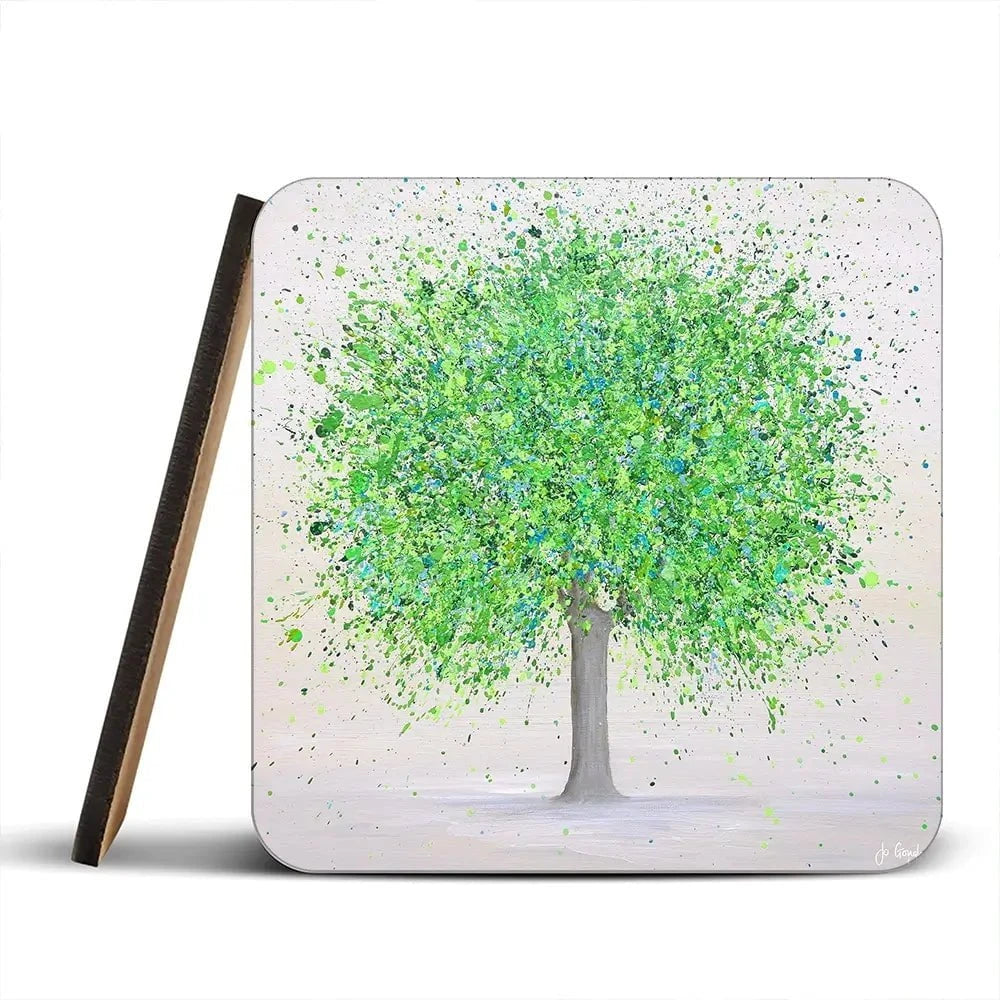 Green Summer Love Coaster Set Rainbow Soul Tree Coaster Set | Rainbow Soul Tree Art Coasters wall art product Jo Gough