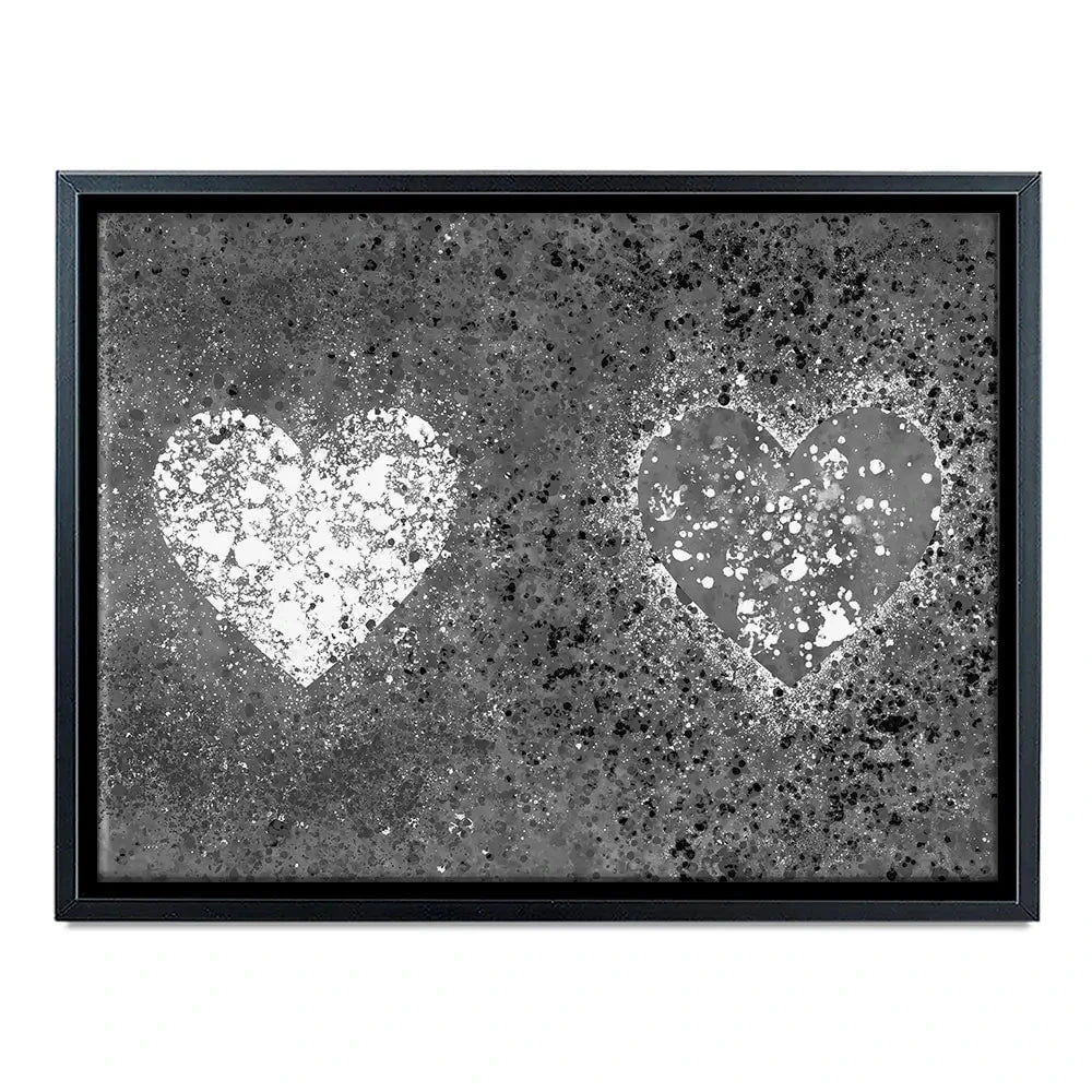 Grey And White Hearts Splatter Canvas Print Grey And White Hearts Splatter Canvas Print wall art product J Tonges