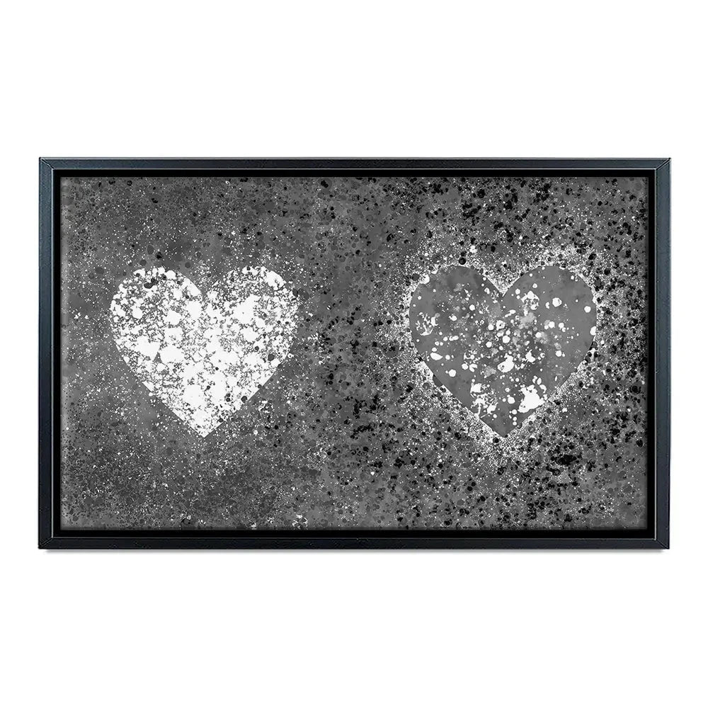 Grey And White Hearts Splatter Canvas Print Grey And White Hearts Splatter Canvas Print wall art product J Tonges