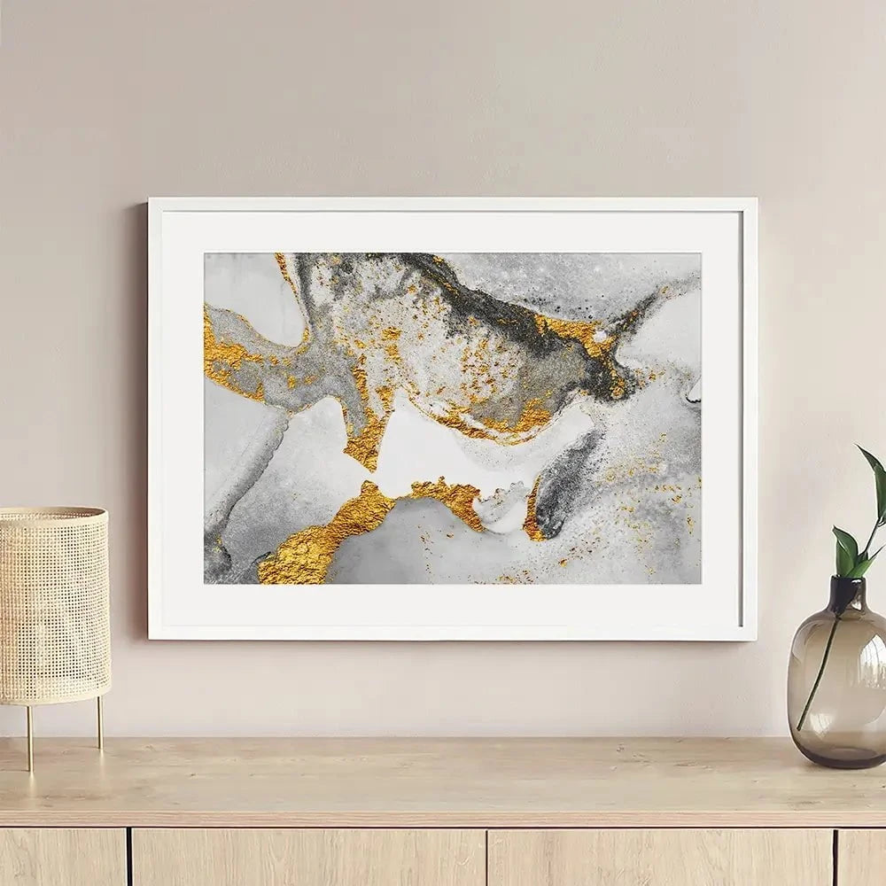Grey And White Marble Framed Art Print Grey And White Marble Framed Art Print wall art product CARACOLLA / Shutterstock