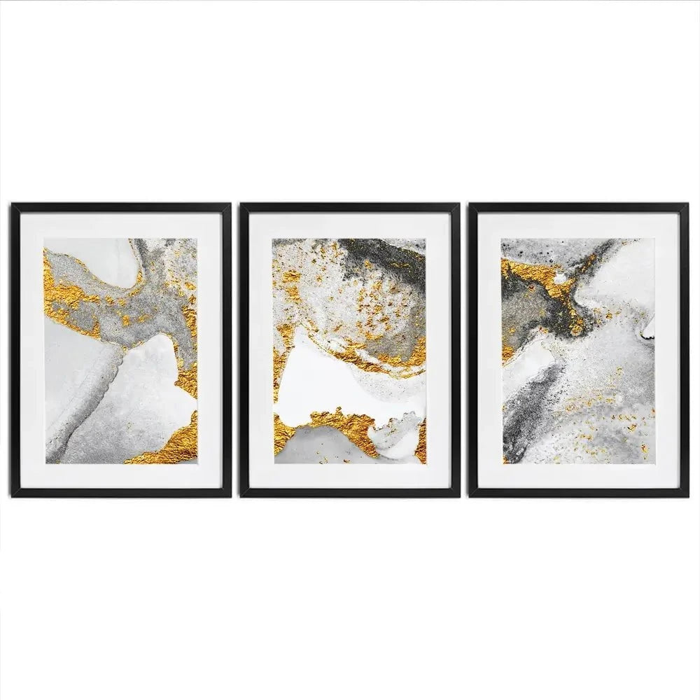 Grey And White Marble Framed Art Print Trio Grey And White Marble Framed Art Print Trio wall art product CARACOLLA / Shutterstock