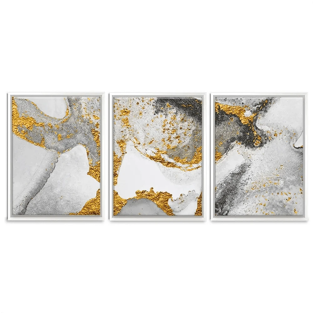 Grey And White Marble Trio Canvas Print Grey And White Marble Trio Canvas Print wall art product CARACOLLA / Shutterstock