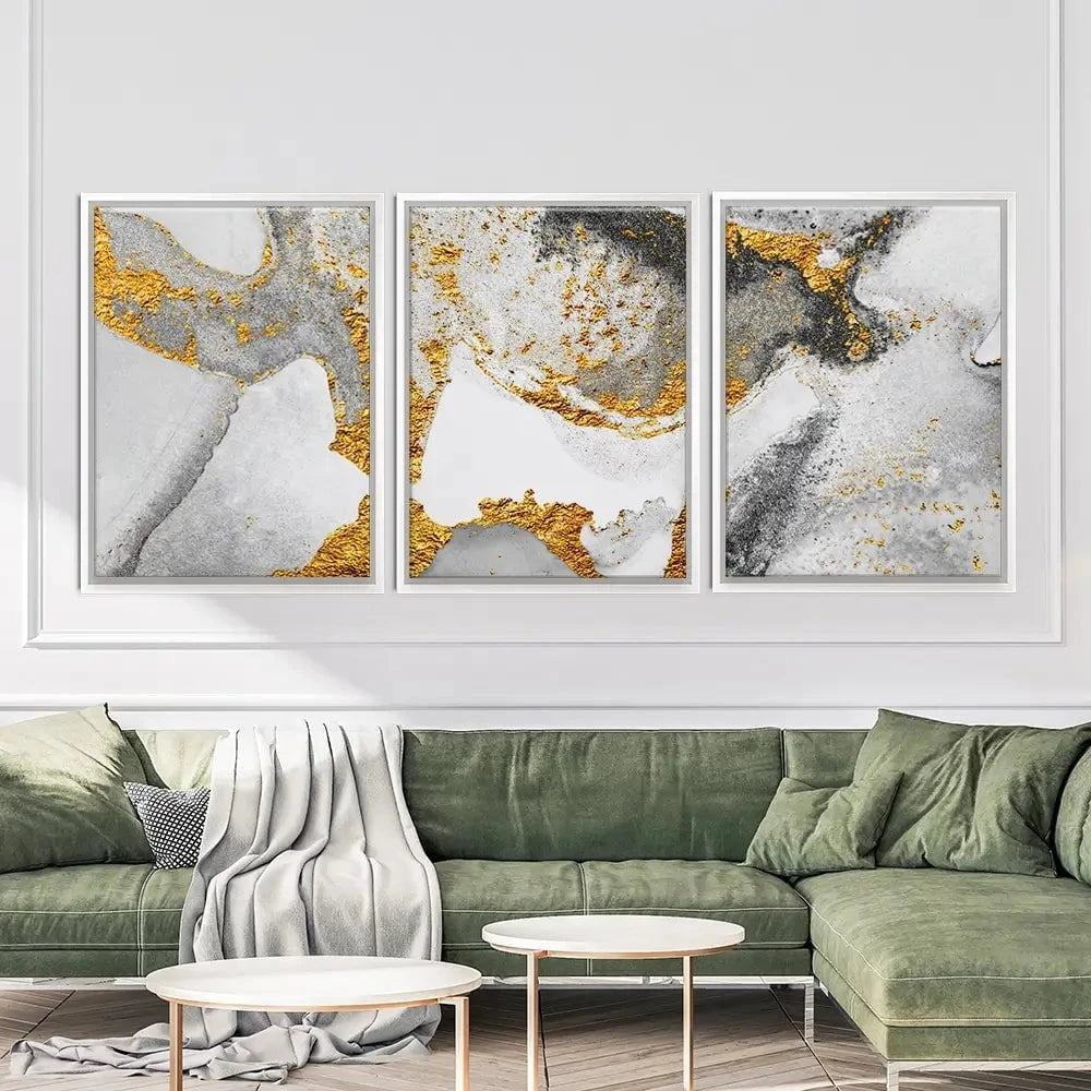 Grey And White Marble Trio Canvas Print Grey And White Marble Trio Canvas Print wall art product CARACOLLA / Shutterstock