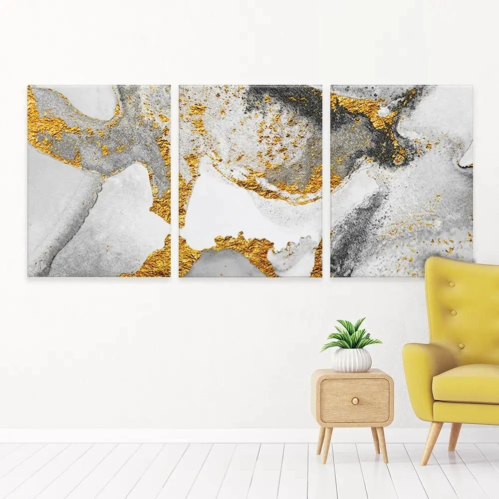 Grey And White Marble Trio Canvas Print Grey And White Marble Trio Canvas Print wall art product CARACOLLA / Shutterstock