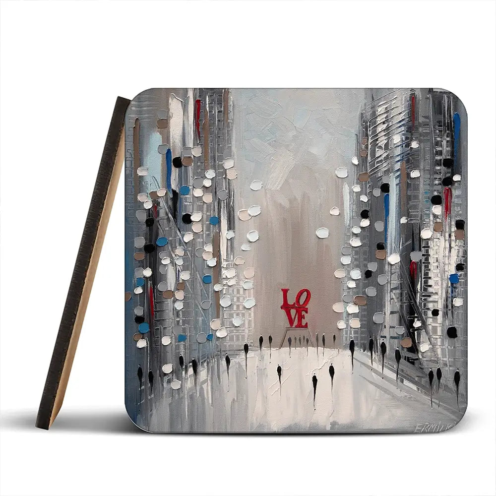 Grey City Love Coaster Set Grey City Love Coaster Set wall art product Ekaterina Ermilkina