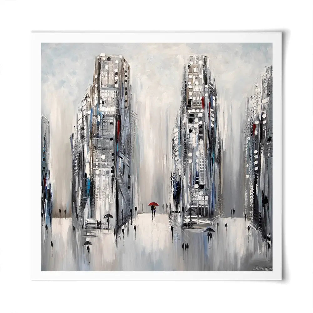 Grey City Square Art Print Grey City Square Art Print wall art product Ekaterina Ermilkina