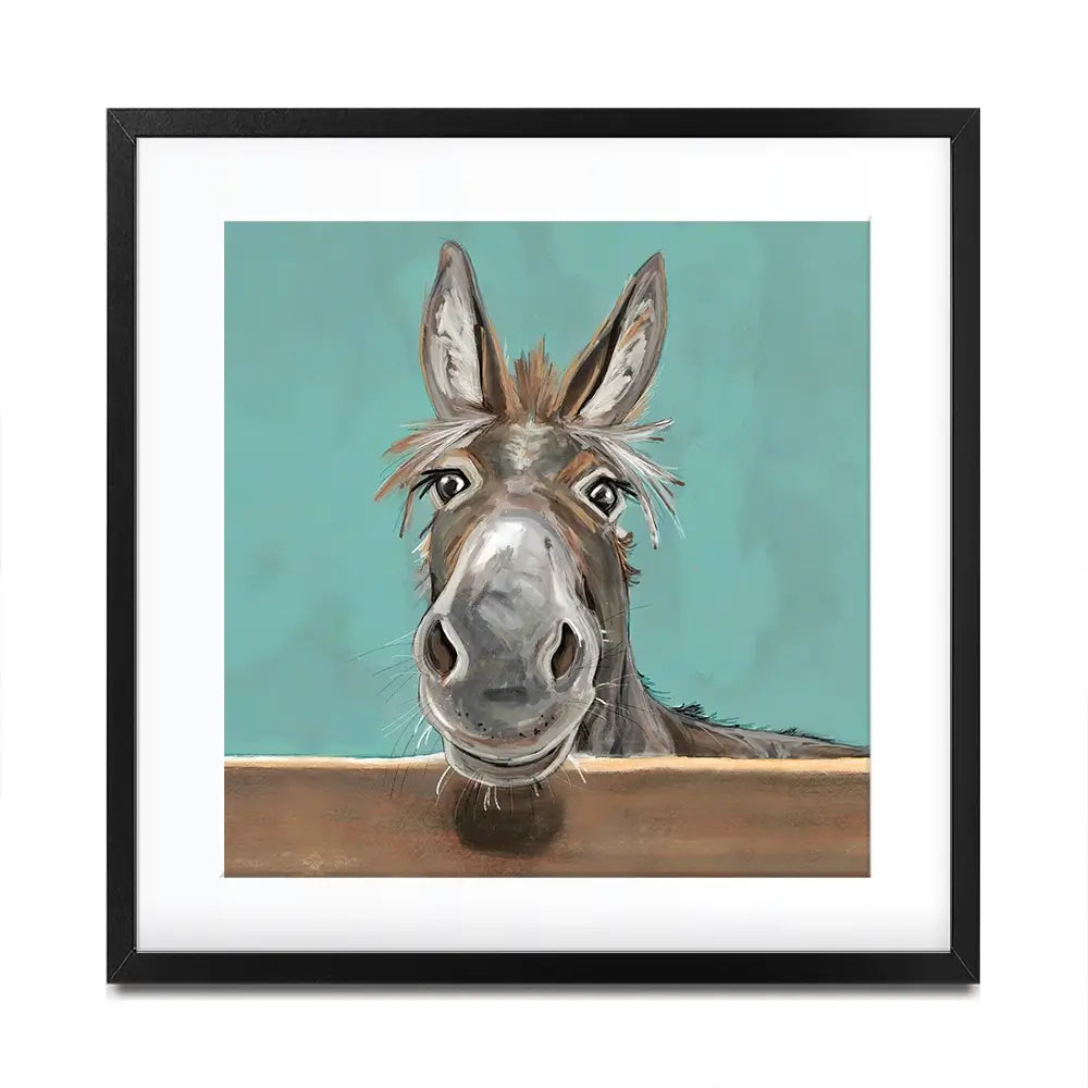 Happy Donkey Square Framed Art Print Happy Donkey Square Framed Art Print wall art product Independent