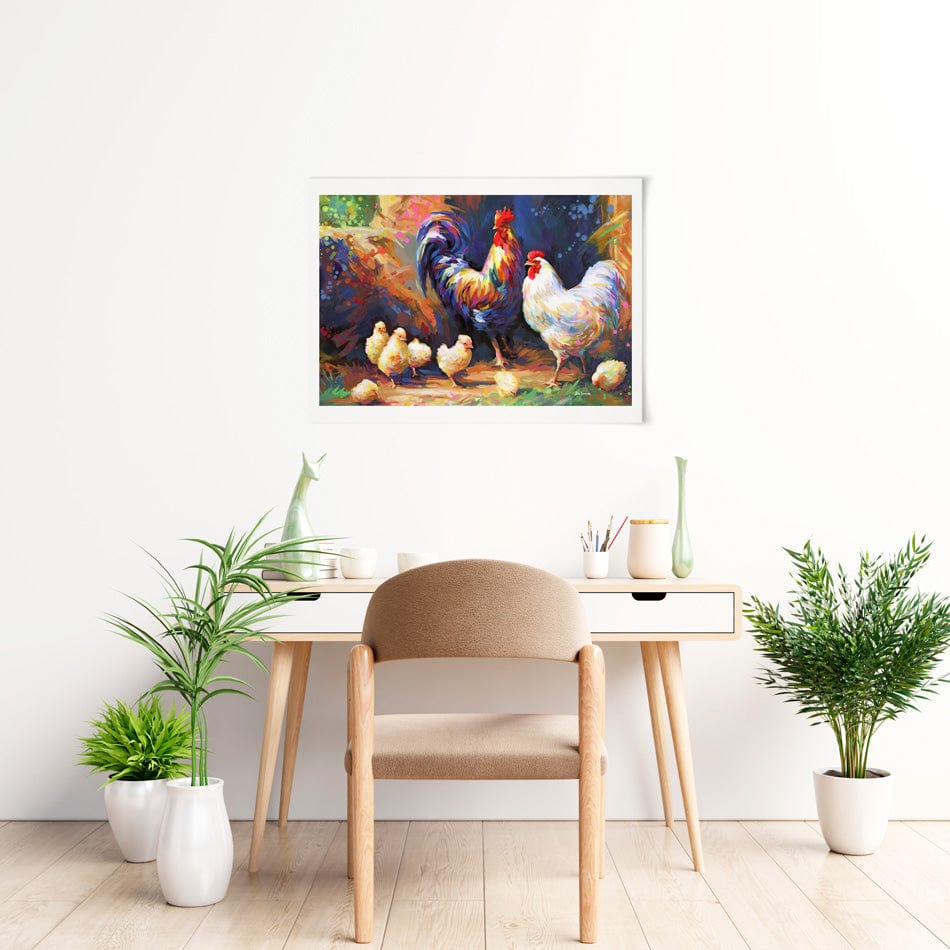 Happy Farmyard Family Art Print wall art product Leon Devenice