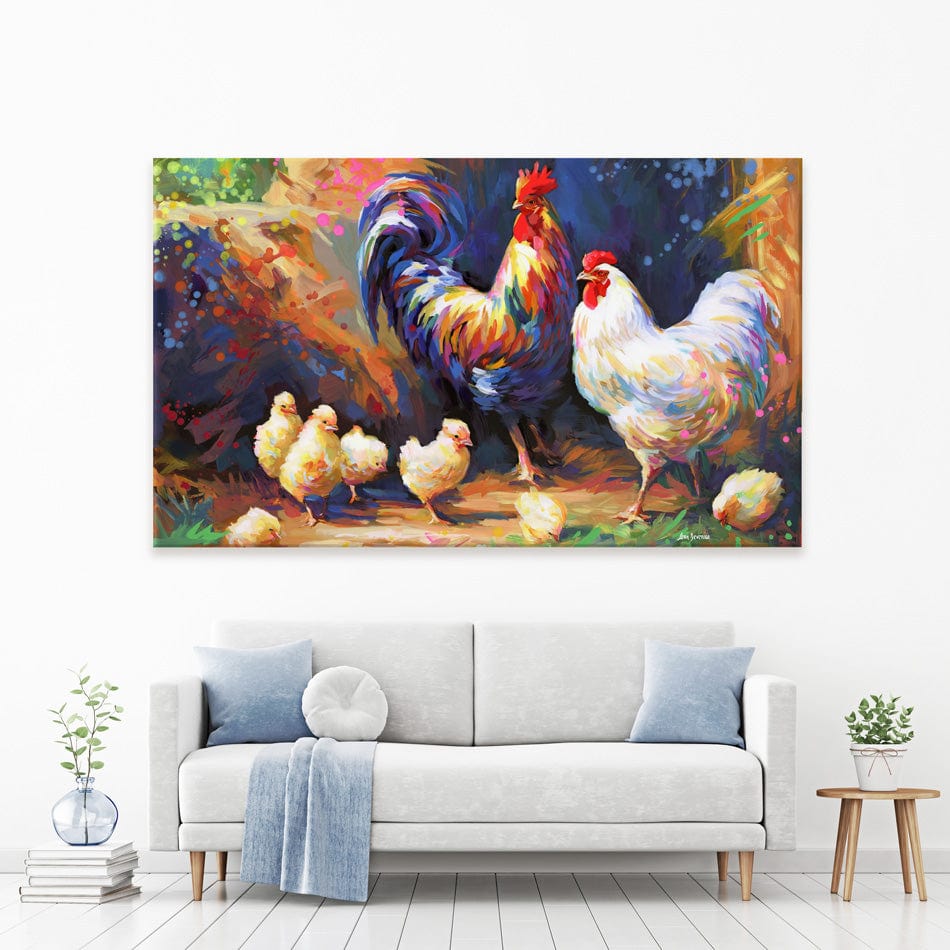 Happy Farmyard Family Canvas Print wall art product Leon Devenice