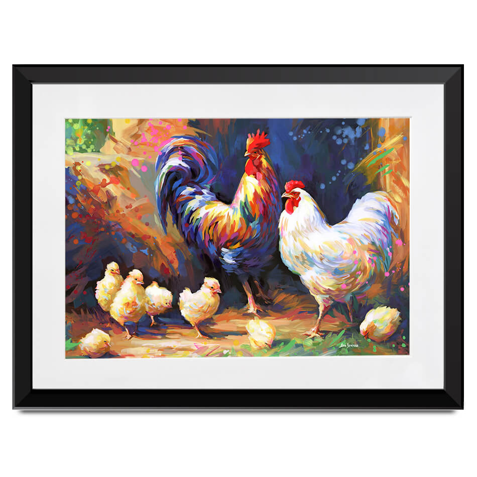 Happy Farmyard Family Framed Art Print Happy Farmyard Family Framed Art Print wall art product Leon Devenice