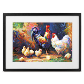 Happy Farmyard Family Framed Art Print wall art product Leon Devenice