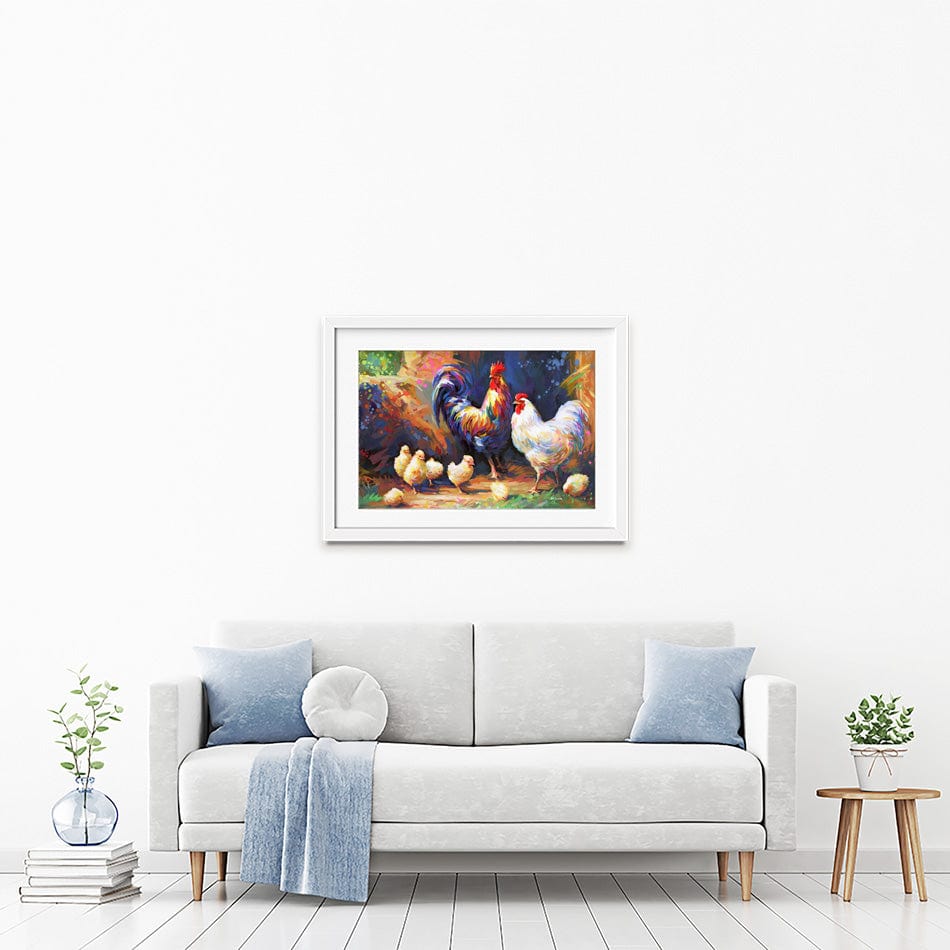 Happy Farmyard Family Framed Art Print wall art product Leon Devenice