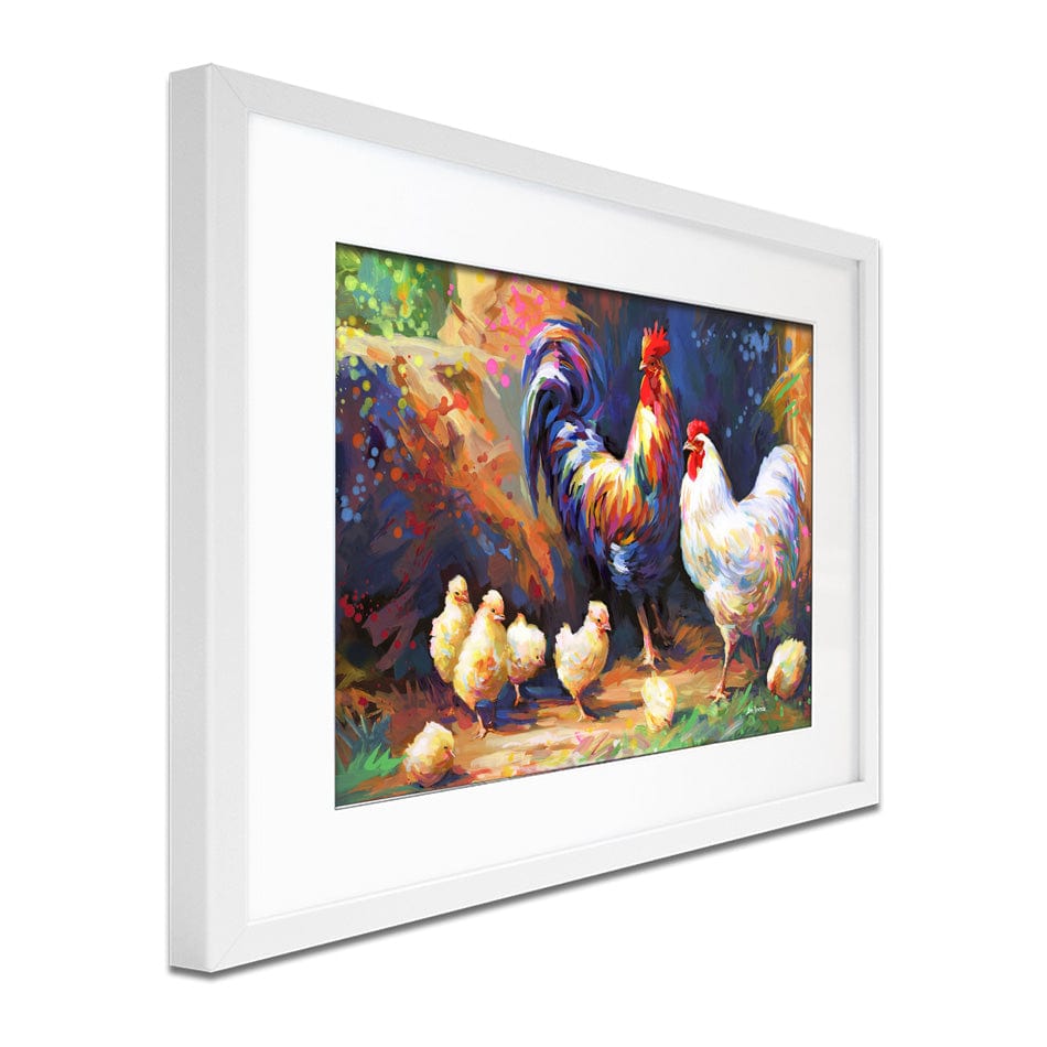 Happy Farmyard Family Framed Art Print wall art product Leon Devenice