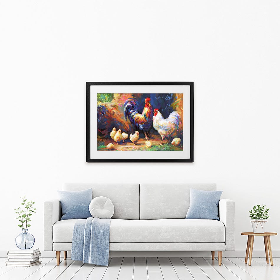 Happy Farmyard Family Framed Art Print wall art product Leon Devenice