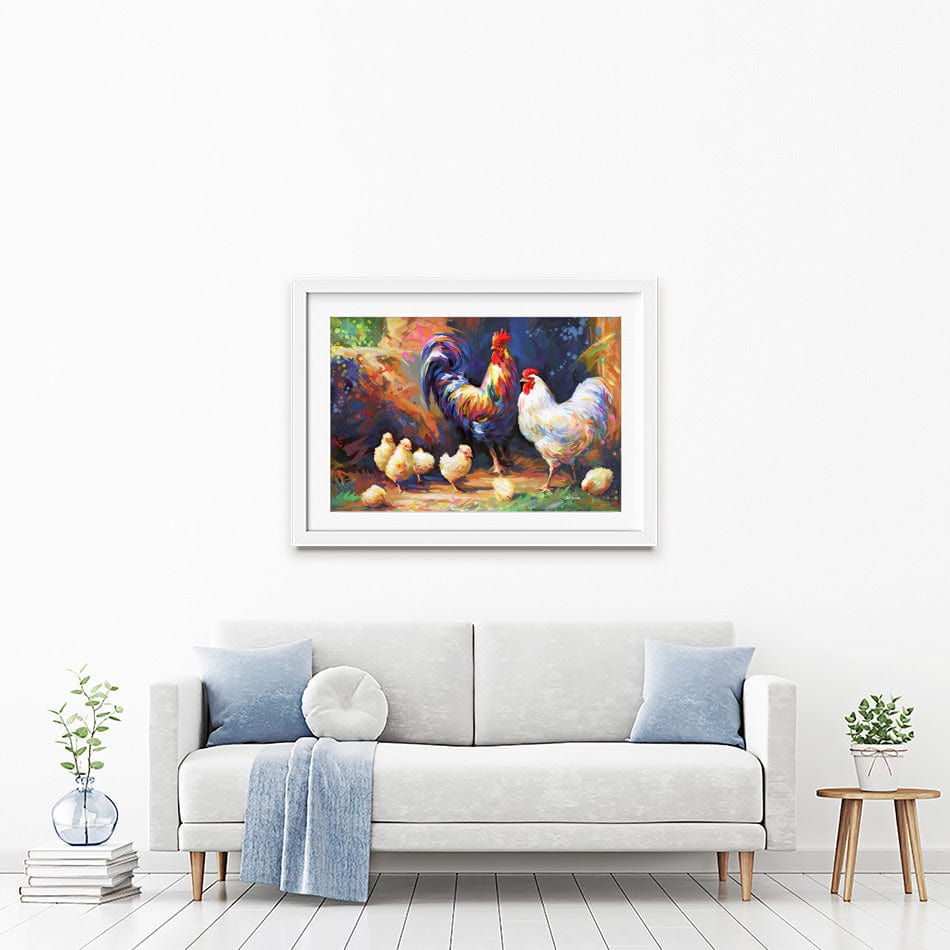 Happy Farmyard Family Framed Art Print wall art product Leon Devenice