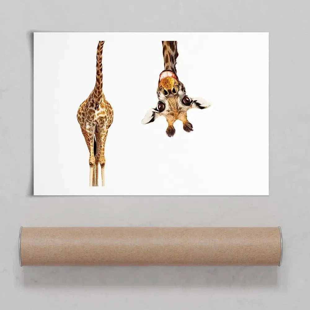 Happy Upside Down Giraffe Art Print Happy Upside Down Giraffe Art Print wall art product Sergey Novikov / Shutterstock