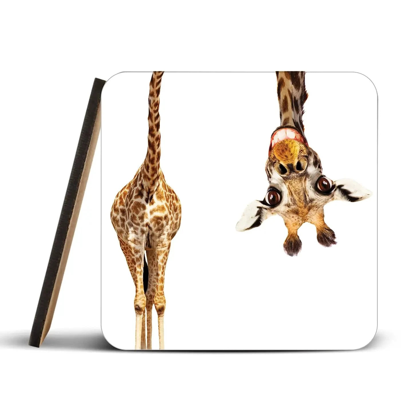 Happy Upside Down Giraffe Coaster Set Happy Upside Down Giraffe Coaster Set wall art product Sergey Novikov / Shutterstock
