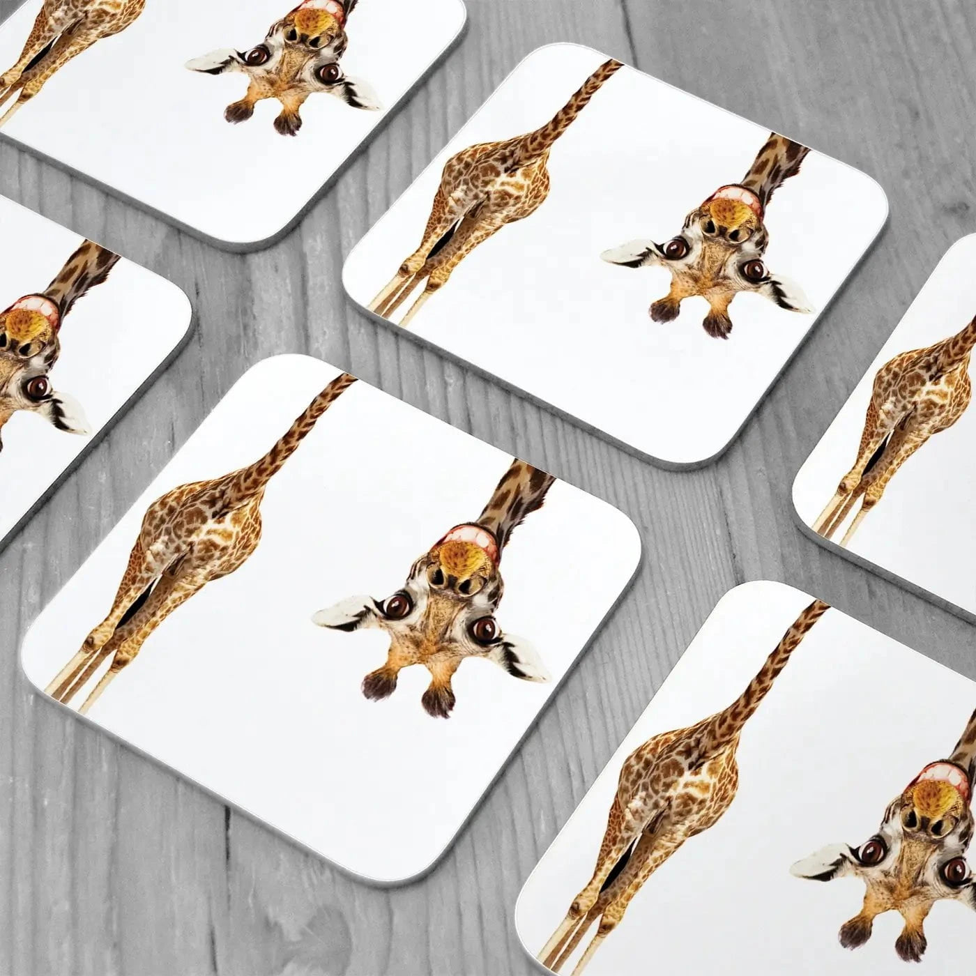 Happy Upside Down Giraffe Coaster Set Happy Upside Down Giraffe Coaster Set wall art product Sergey Novikov / Shutterstock