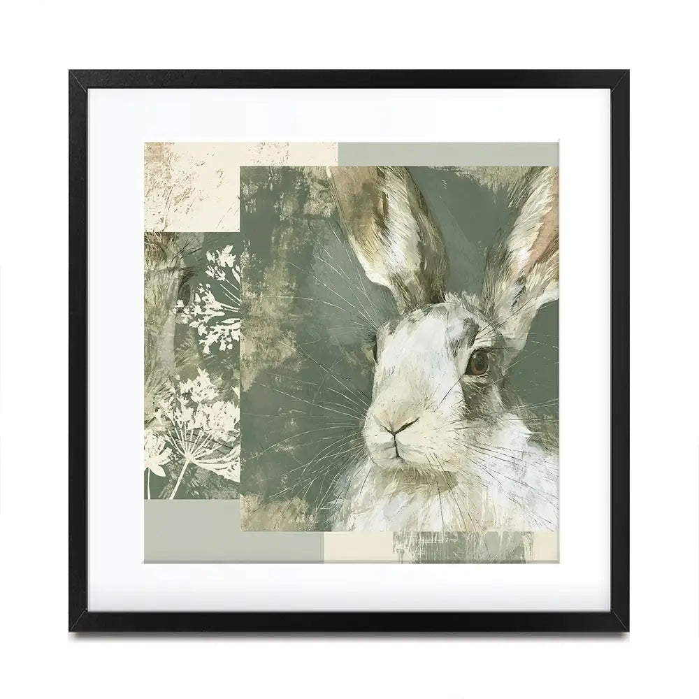 Hare And Lace Collage Square Framed Art Print Hare And Lace Collage Square Framed Art Print wall art product Chromatic Storm Studio