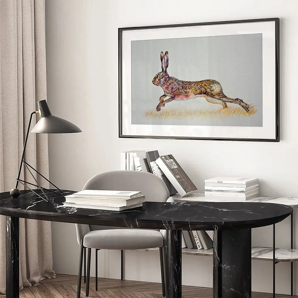 Hare On The Run Framed Art Print Hare On The Run Framed Art Print wall art product Martin Charles Hatch / Shutterstock