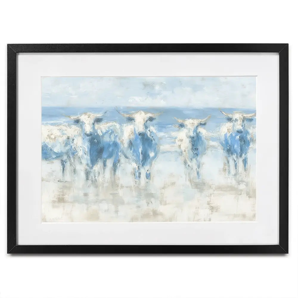Herd Crossing Shallow Water Framed Art Print Herd Crossing Shallow Water Framed Art Print wall art product Chromatic Storm Studio