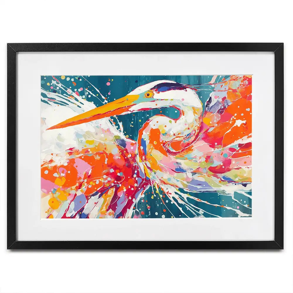 Heron Strike Framed Art Print Heron Strike Framed Art Print wall art product Chromatic Storm Studio