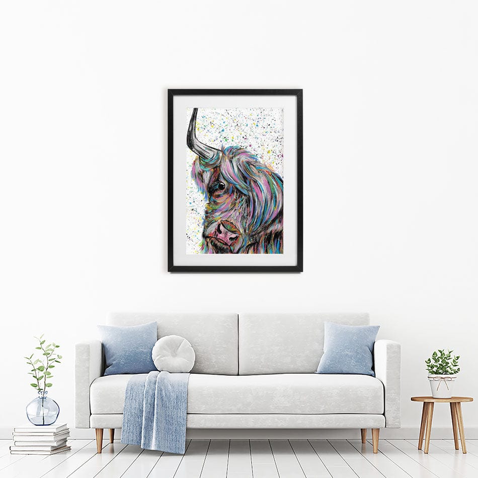 Highland Cow Annie Framed Art Print wall art product Emma LC Art