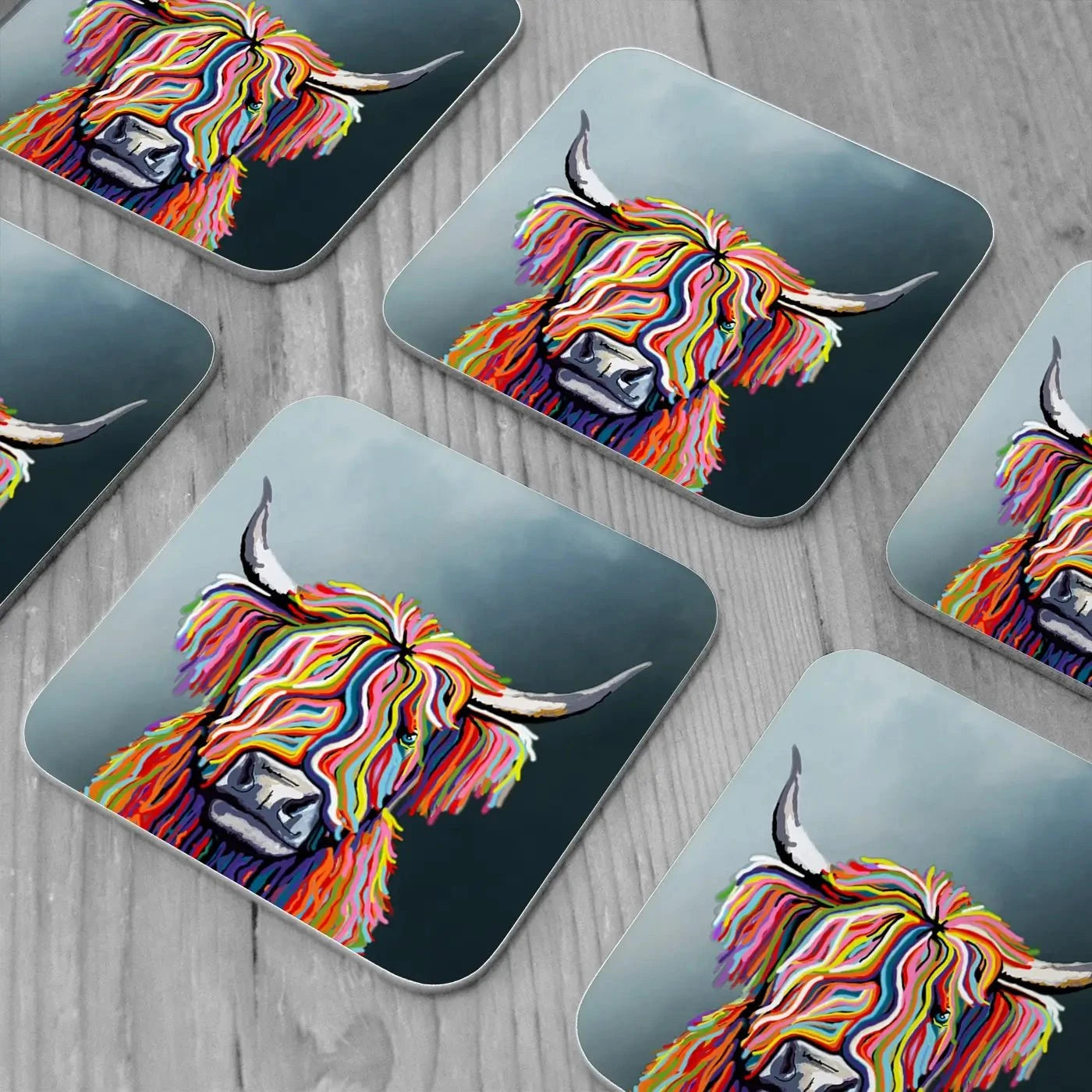 Highland Cow Coaster Set Highland Cow Coaster Set wall art product Independent