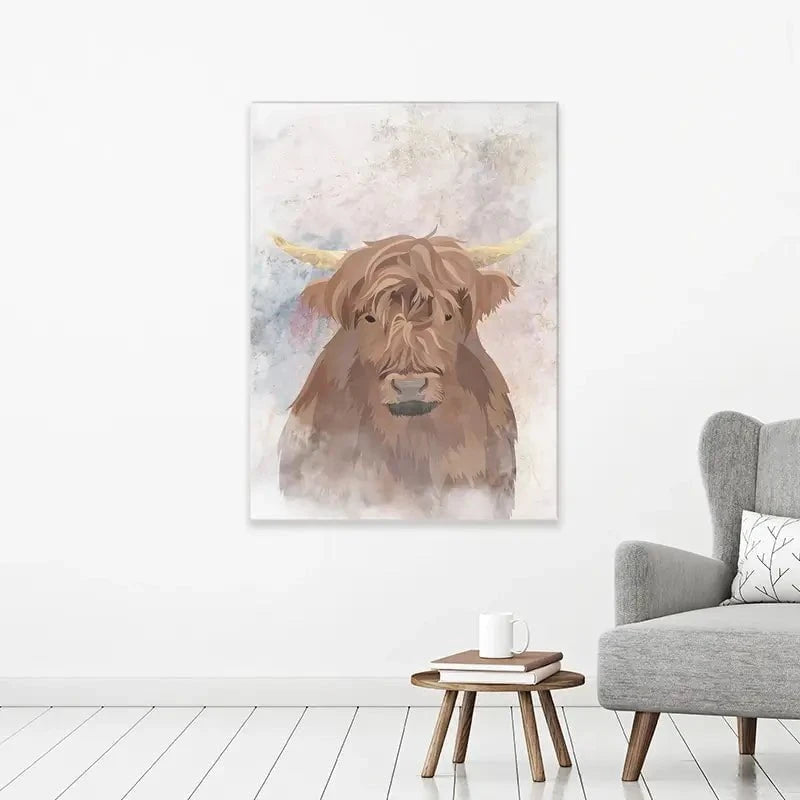 Highland Cow Haze Canvas Print Highland Cow Haze Canvas Print wall art product Sarah Manovski