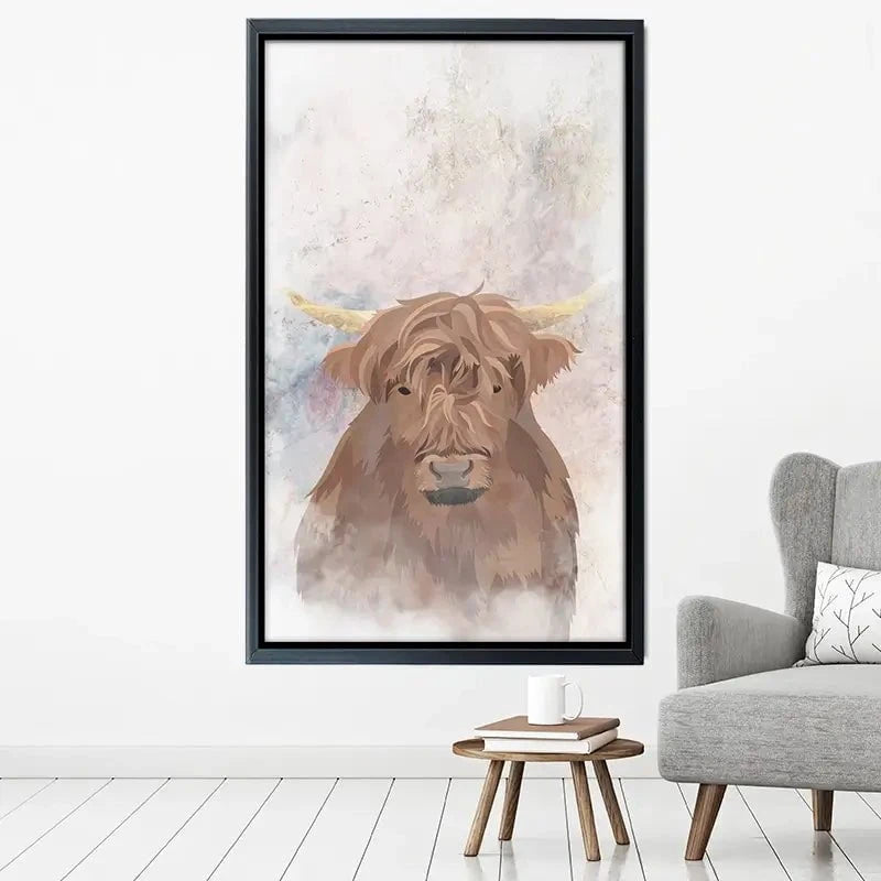 Highland Cow Haze Canvas Print Highland Cow Haze Canvas Print wall art product Sarah Manovski
