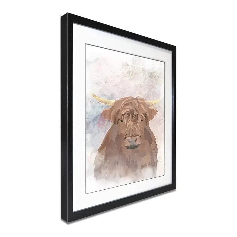 Highland Cow Haze Framed Art Print Highland Cow Haze Framed Art Print wall art product Sarah Manovski