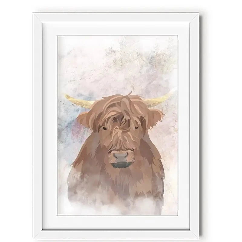 Highland Cow Haze Framed Art Print Highland Cow Haze Framed Art Print wall art product Sarah Manovski