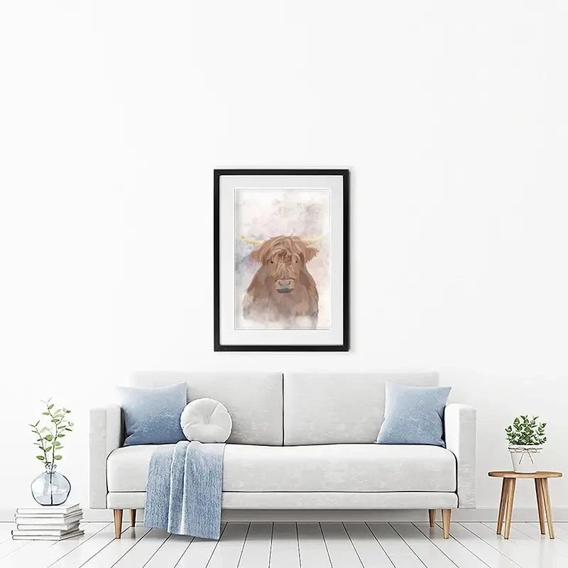 Highland Cow Haze Framed Art Print Highland Cow Haze Framed Art Print wall art product Sarah Manovski