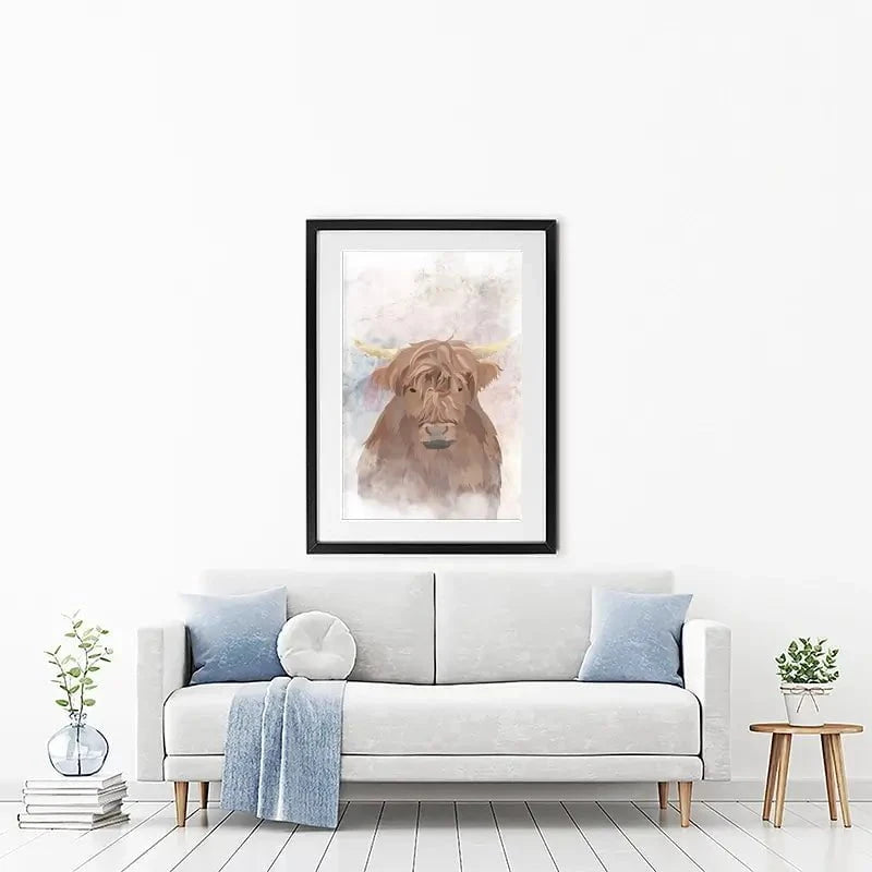 Highland Cow Haze Framed Art Print Highland Cow Haze Framed Art Print wall art product Sarah Manovski