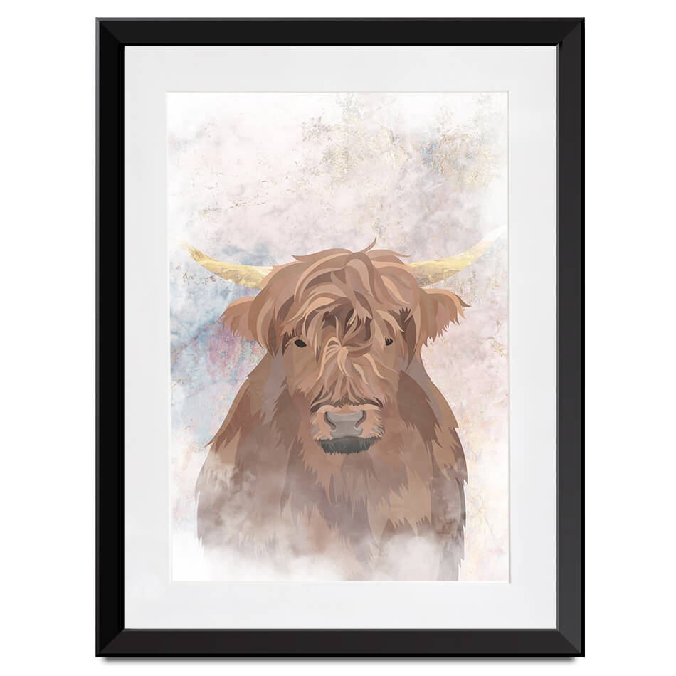 Highland Cow Haze Framed Art Print Highland Cow Haze Framed Art Print wall art product Sarah Manovski