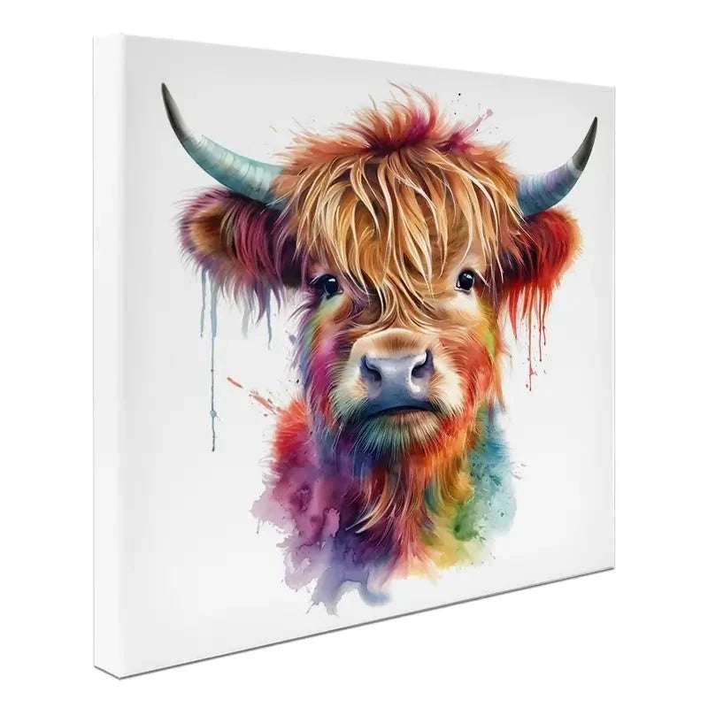 Highland Cow In Colour Canvas Print Highland Cow In Colour Canvas Print wall art product LSR Design Studio - Independent