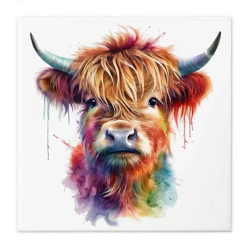 Highland Cow In Colour Canvas Print Highland Cow In Colour Canvas Print wall art product LSR Design Studio - Independent