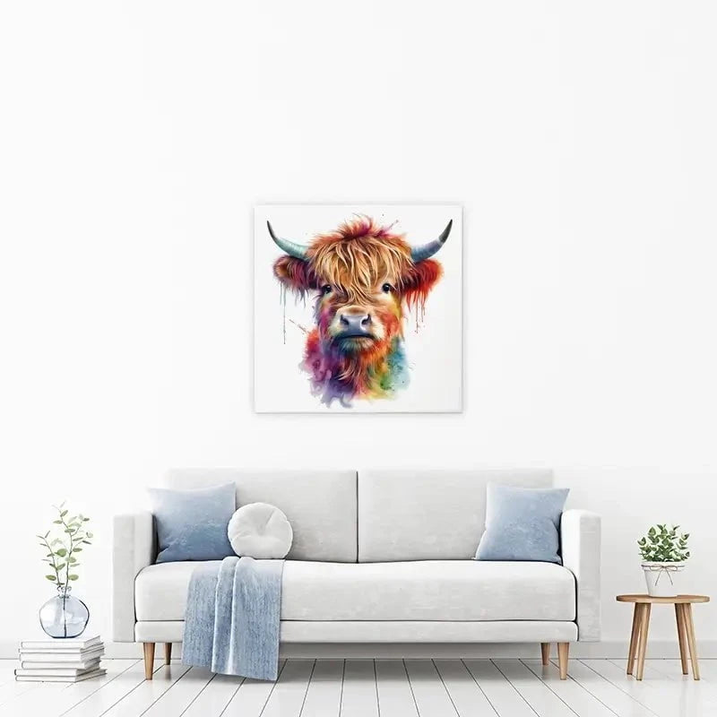 Highland Cow In Colour Canvas Print Highland Cow In Colour Canvas Print wall art product LSR Design Studio - Independent